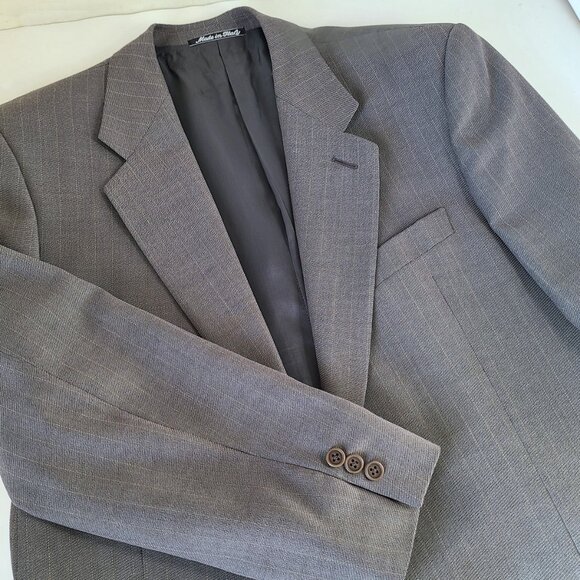 Giorgio Armani Virgin Wool Blazer Made in Italy Size 41 Reg One Button Striped - Picture 4 of 14